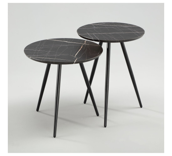 METRA NEST OF 2 COFFEE TABLE SET 802/BLACK MARBLE ...