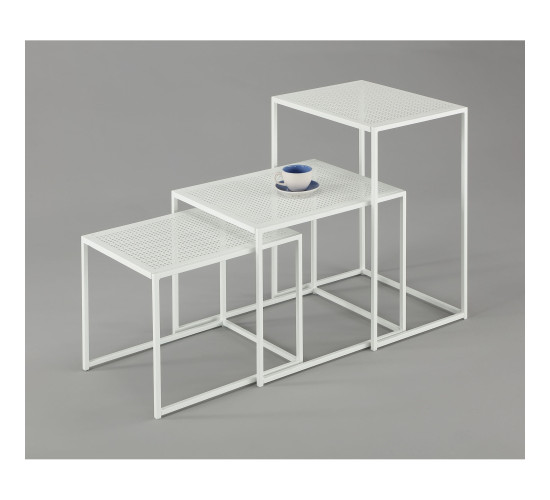 WHINEST NEST OF 3 COFFEE TABLE MATT WHITE (#)