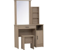*DUBLIN DRESSING TABLE WITH STOOL DARK OAK