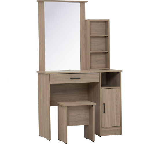 *DUBLIN DRESSING TABLE WITH STOOL DARK OAK
