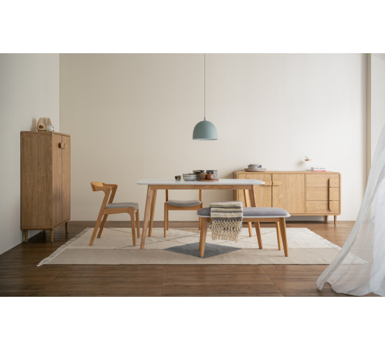 144034/241658/243035 1+2+1 ALMON DINING TABLE WITH NAZO DINING CHAIR & ARTHUR BENCH